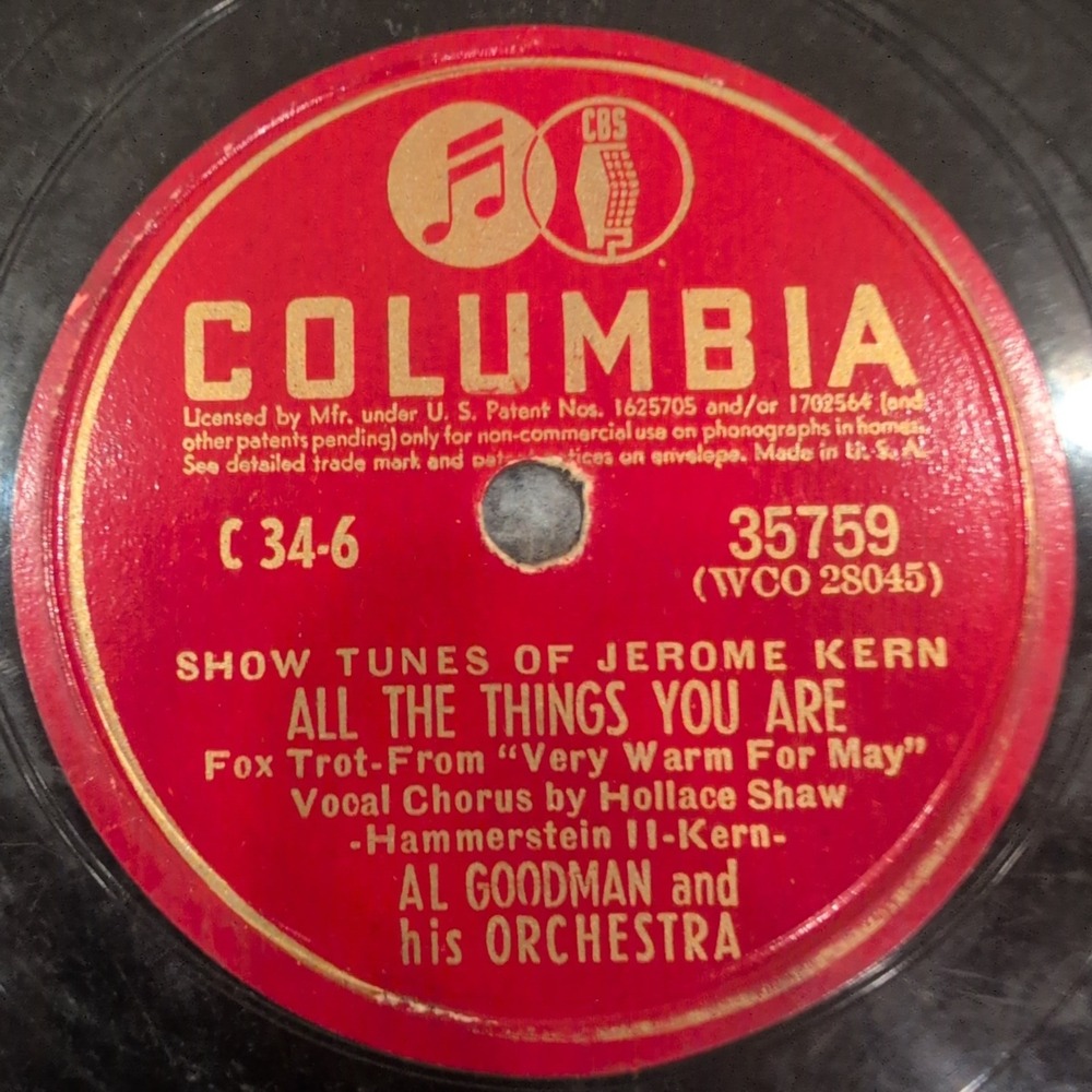 Al Goodman Orchestra Show Tunes of Jerome Kern All The Things You Are‎ 78 RPM - Picture 2 of 4